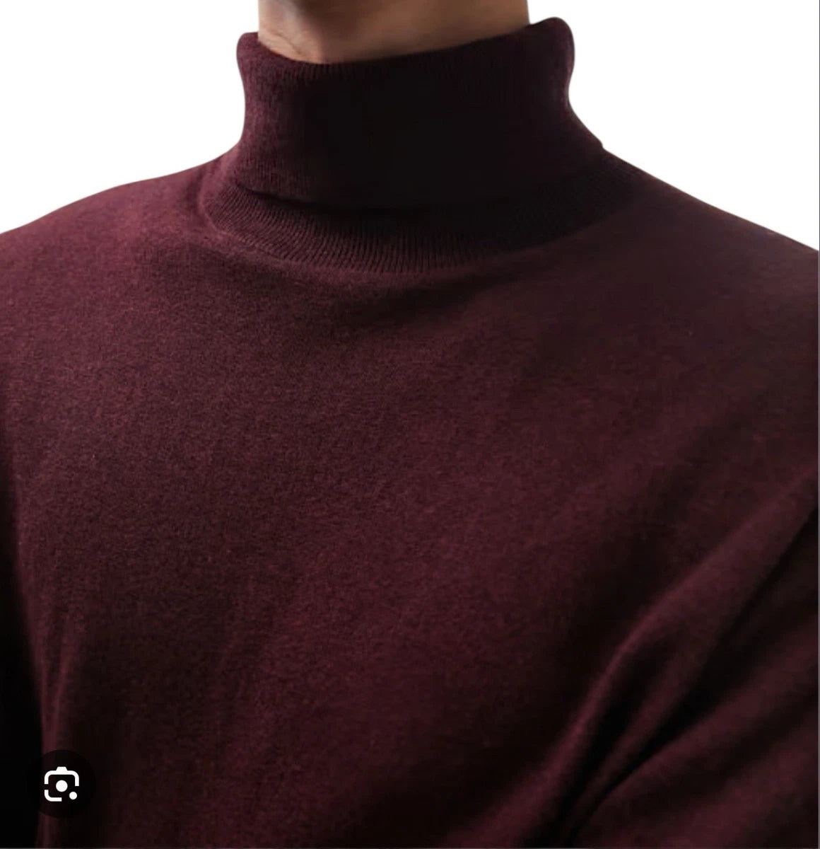 Knitted Roll Neck Jumper in Burgundy Marl