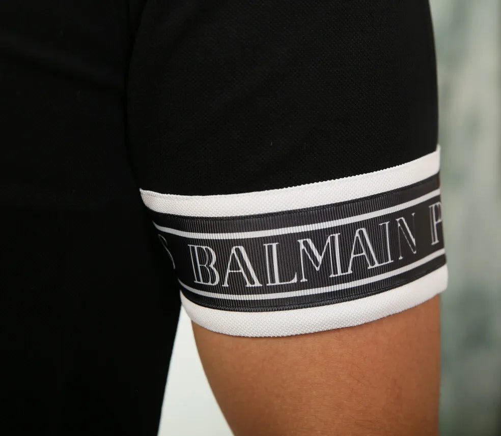 Black Logo Tape Sleeve Polo Shirt