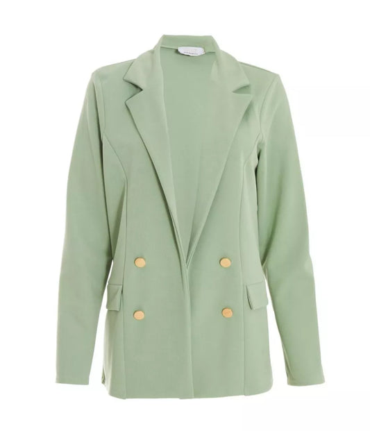 Sage Tailored Blazer with Gold Buttons