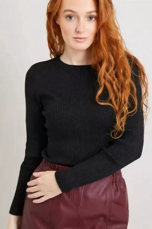 Black Glittery Keyhole Back Sparkly Sweater