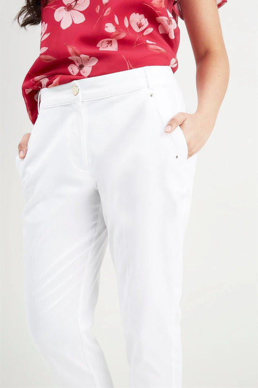 White Cropped Length Trousers Bottom Pants Slim Fit
