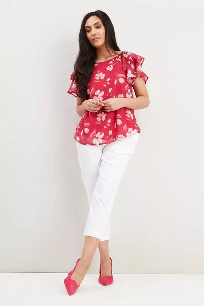 White Cropped Length Trousers Bottom Pants Slim Fit