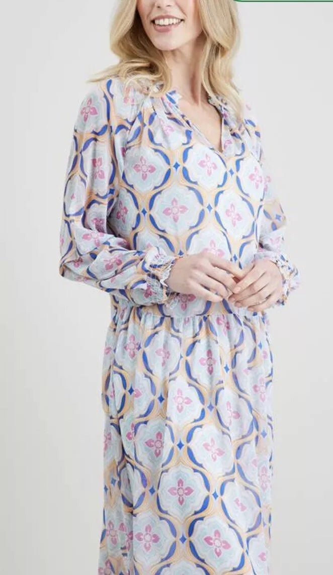 Chiffon Tile Print Dress