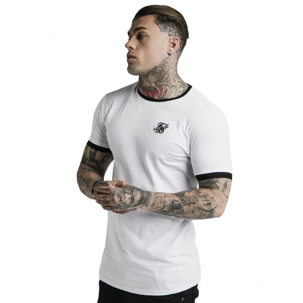 Inset Straight Hem Ringer Gym T-Shirt - White