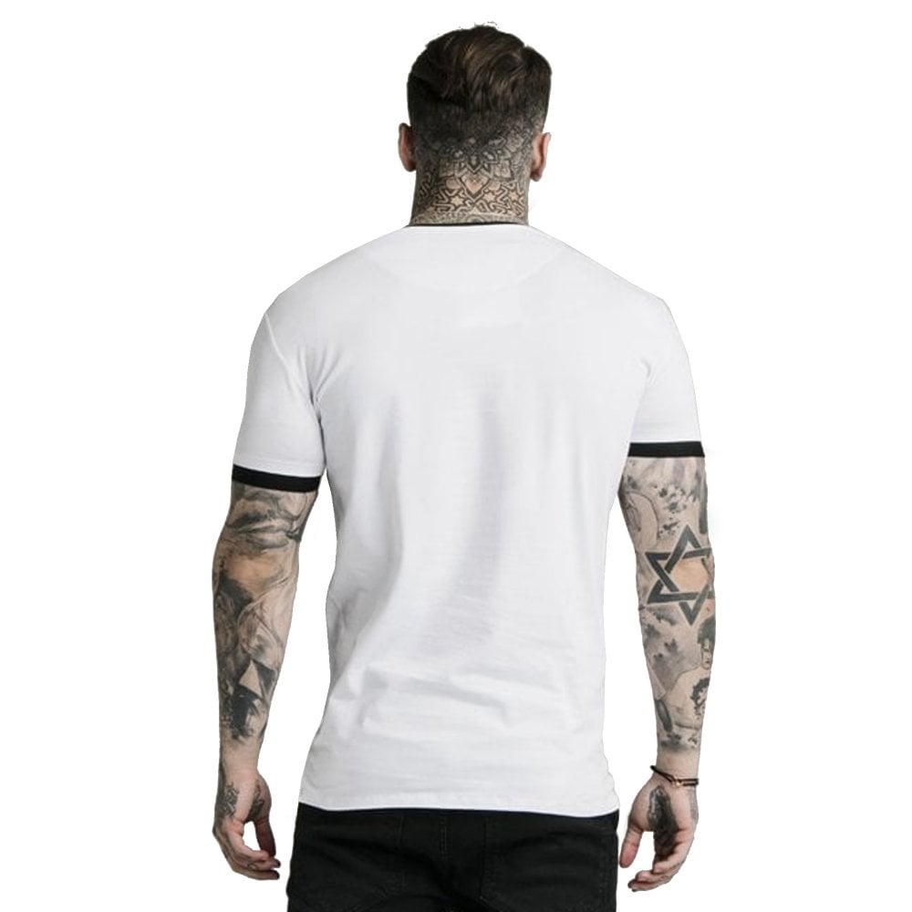 Inset Straight Hem Ringer Gym T-Shirt - White