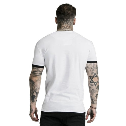 Inset Straight Hem Ringer Gym T-Shirt - White