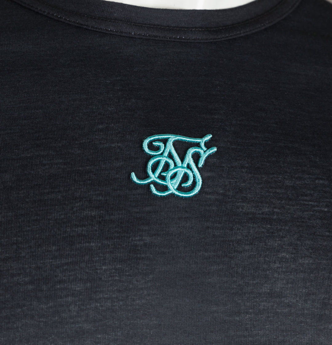 Reverse Collar Box Tee Black Grey