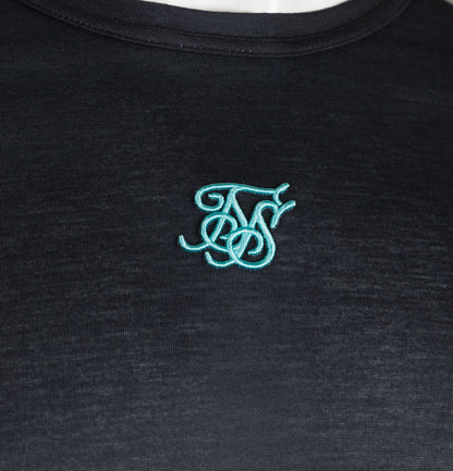 Reverse Collar Box Tee Black Grey