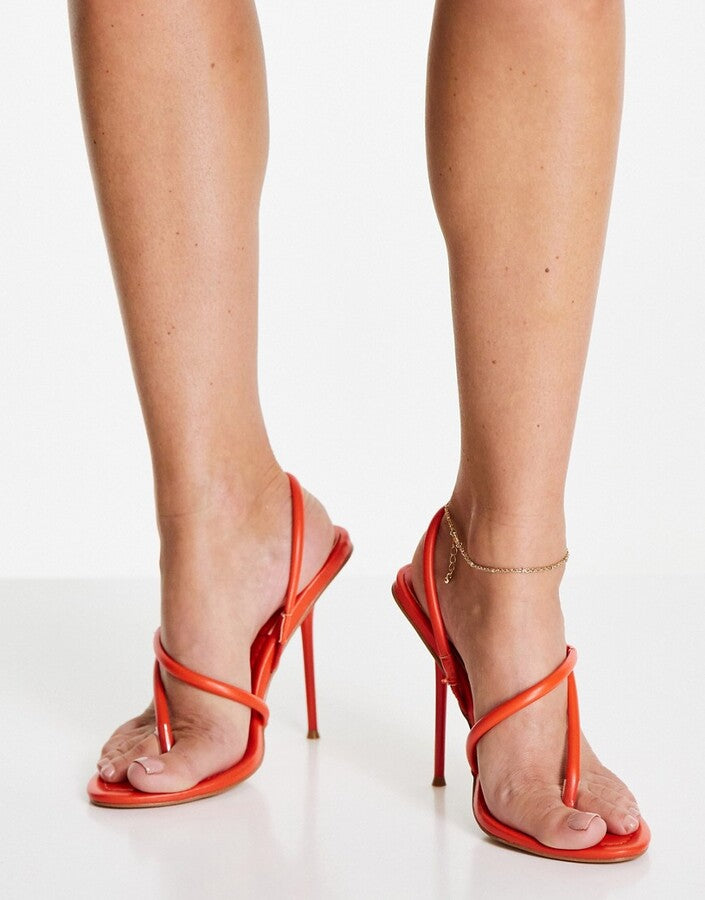 Round Toe Heel Sandals in Orange