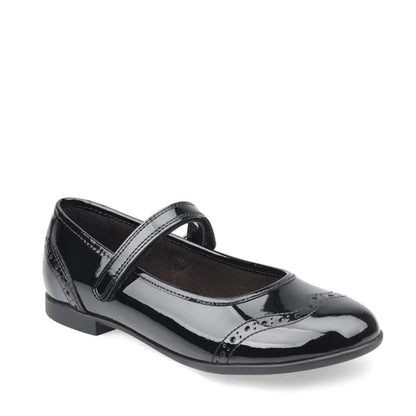 Black Patent Girls Rip-tape Angry Angels School Shoes