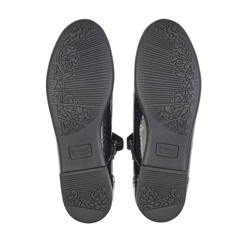 Black Patent Girls Rip-tape Angry Angels School Shoes