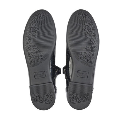 Black Patent Girls Rip-tape Angry Angels School Shoes