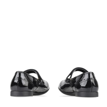 Black Patent Girls Rip-tape Angry Angels School Shoes