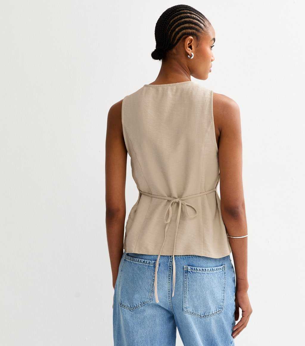 New Look Stone Sleeveless Crew Neck Waistcoat