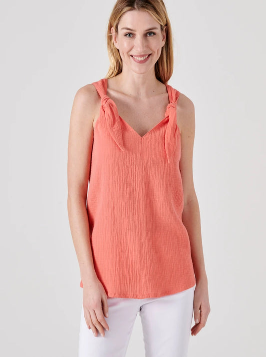 Damart Sleeveless Top-Ties In Orange