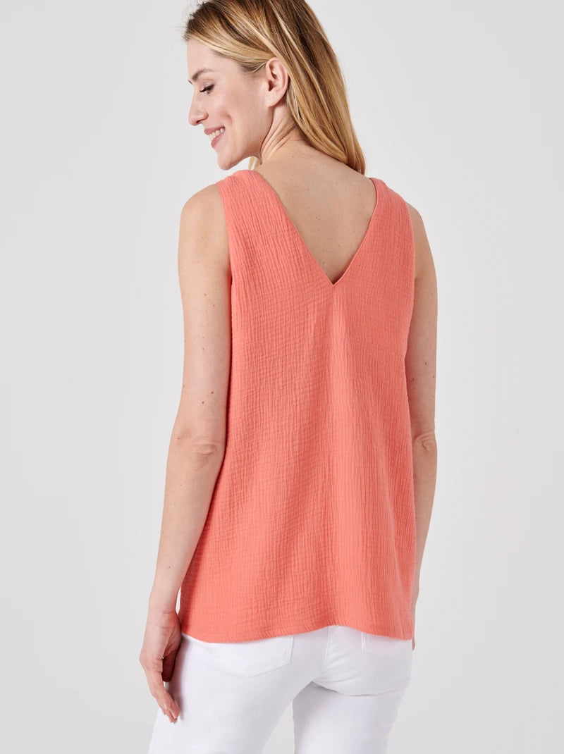 Damart Sleeveless Top-Ties In Orange