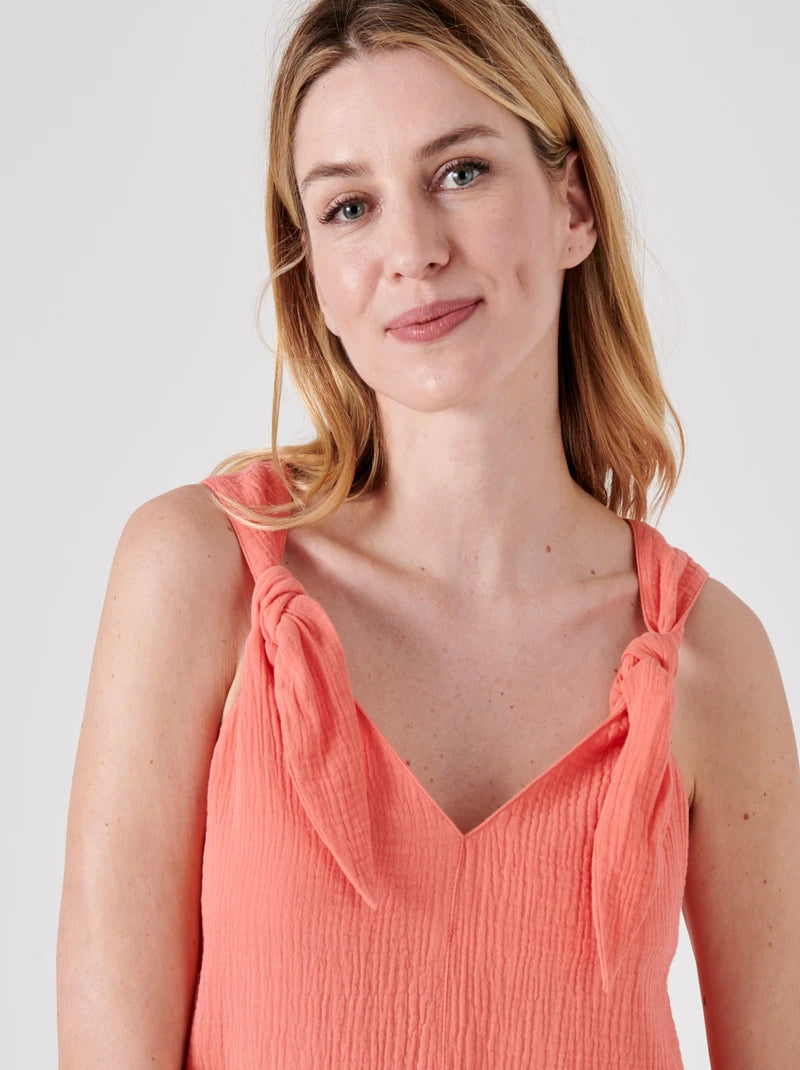 Damart Sleeveless Top-Ties In Orange