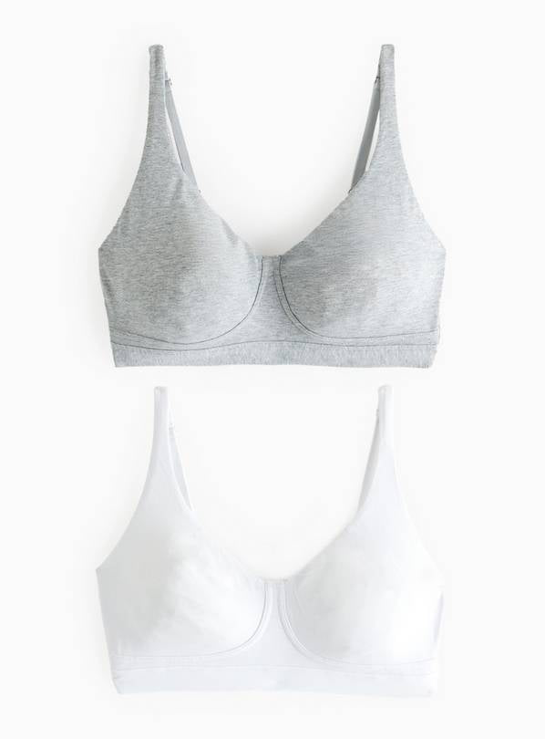 Grey & White Non Wired Comfort Lounge Bra 2 pack