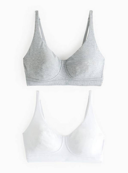 Grey & White Non Wired Comfort Lounge Bra 2 pack