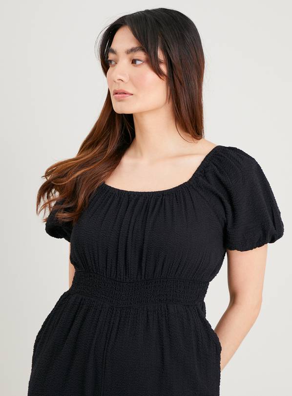 PETITE Black Seersucker Jumpsuit