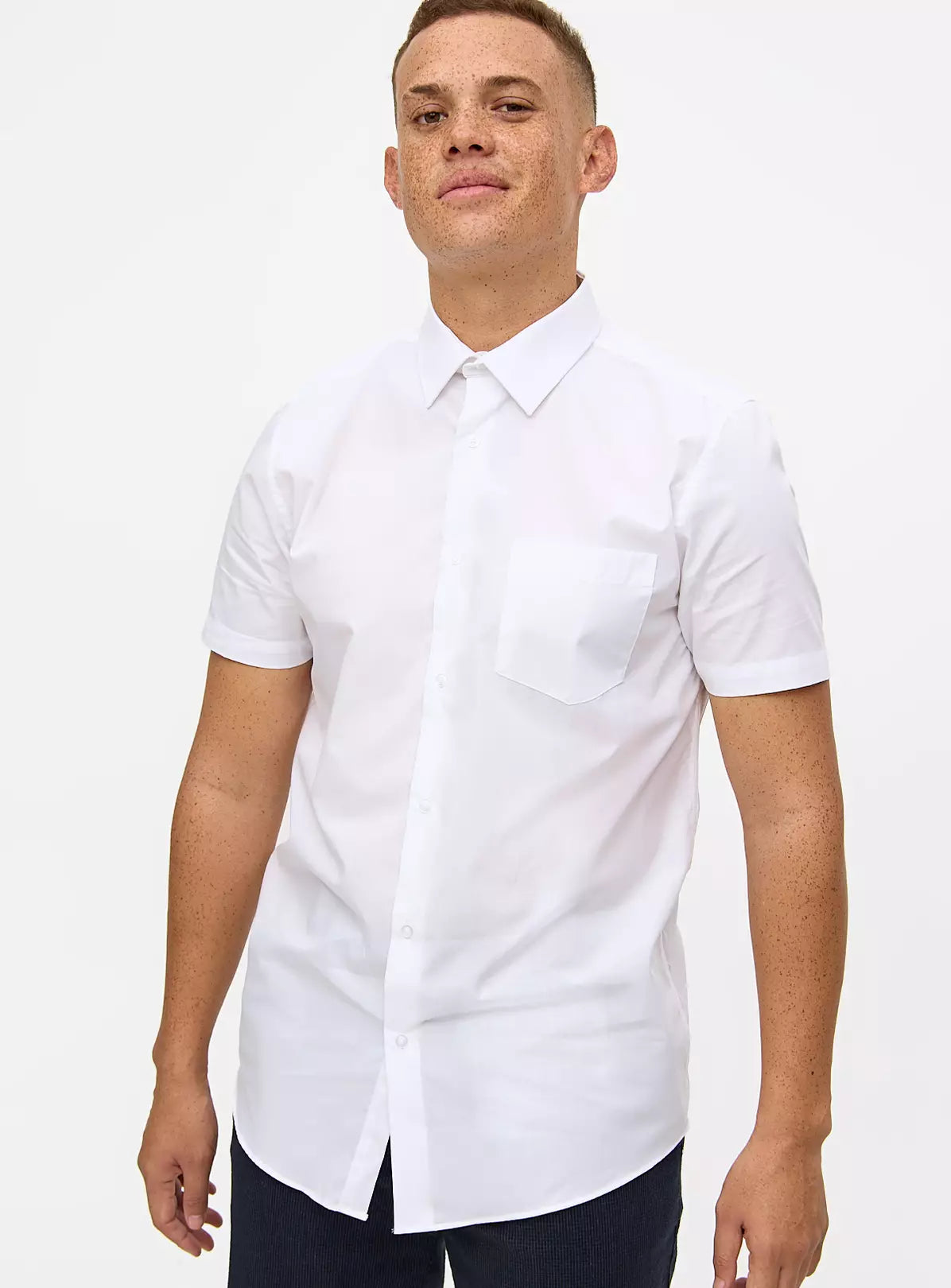 White Regular Fit Short Sleeve Shirts 2 Pack