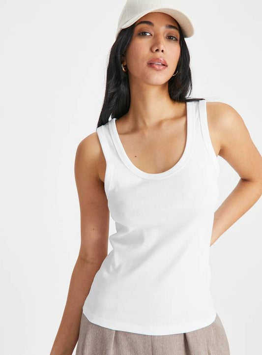 White Classic Ribbed Vest Top