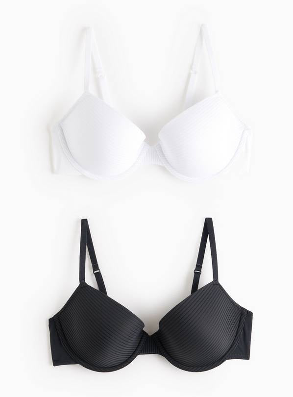 Black & White Stripe Mesh T-Shirt Bra 2 pack