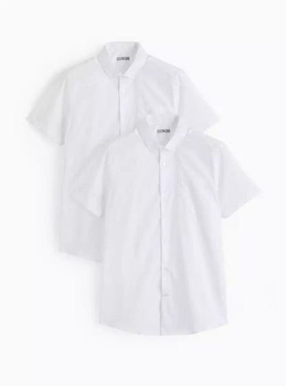 White Regular Fit Short Sleeve Shirts 2 Pack