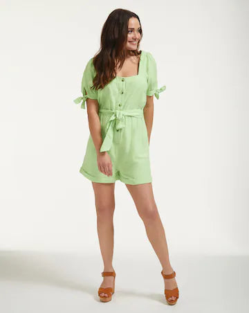 Sebastian Button Down Puff Sleeve Playsuit