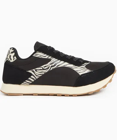 Black Zebra Print Panel Trainers