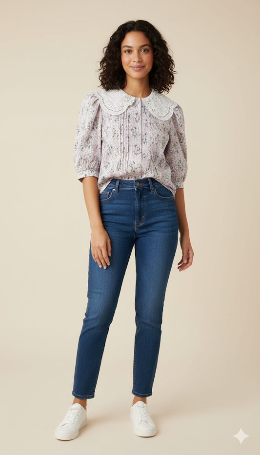 Peter Pan Lace Collar Blouse
