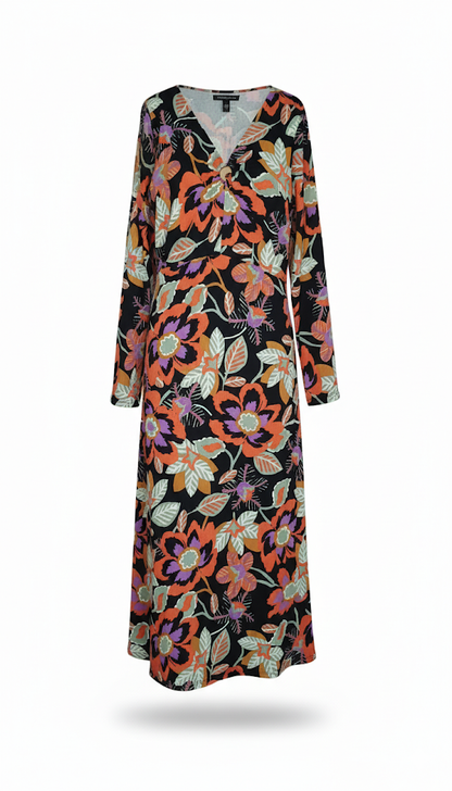 Floral Print V-Neck Midi Dress