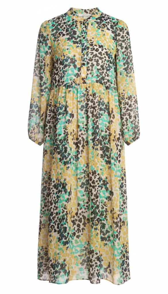 Multi Animal Printed Tiered Midi Dress