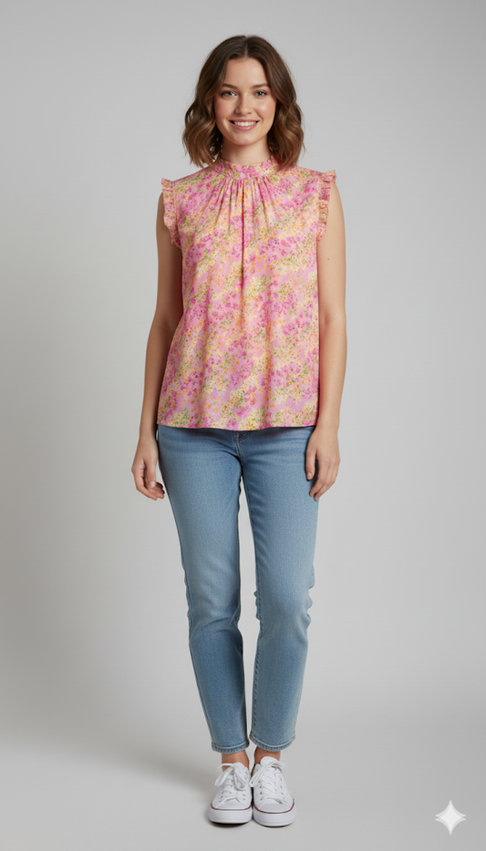 Sleeveless Floral Blouse