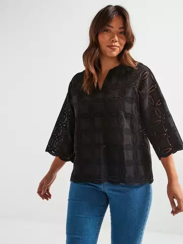 Embroidered Blouse - Black