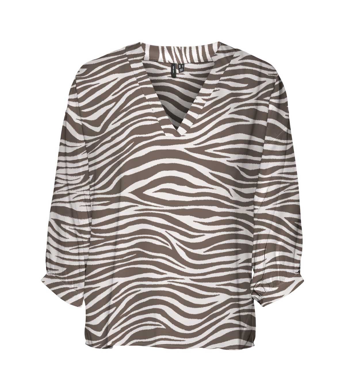 Curves Olive Zebra Print V Neck Top