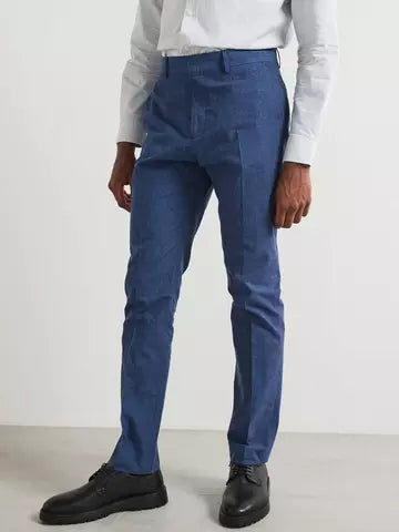 Very Man Slim Fit Cotton Linen Suit Trouser - Navy