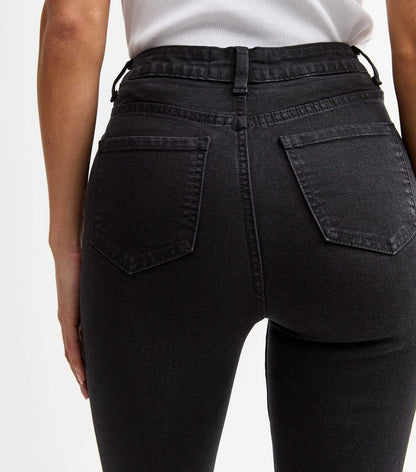 Washed Black Waist Enhance Quinn Bootcut Stretch Denim Jeans