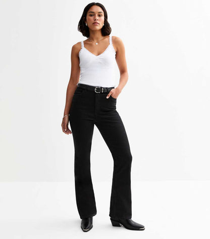 Washed Black Waist Enhance Quinn Bootcut Stretch Denim Jeans
