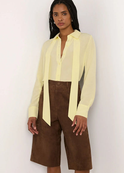 Butter Yellow Tie Detail Classic Shirt