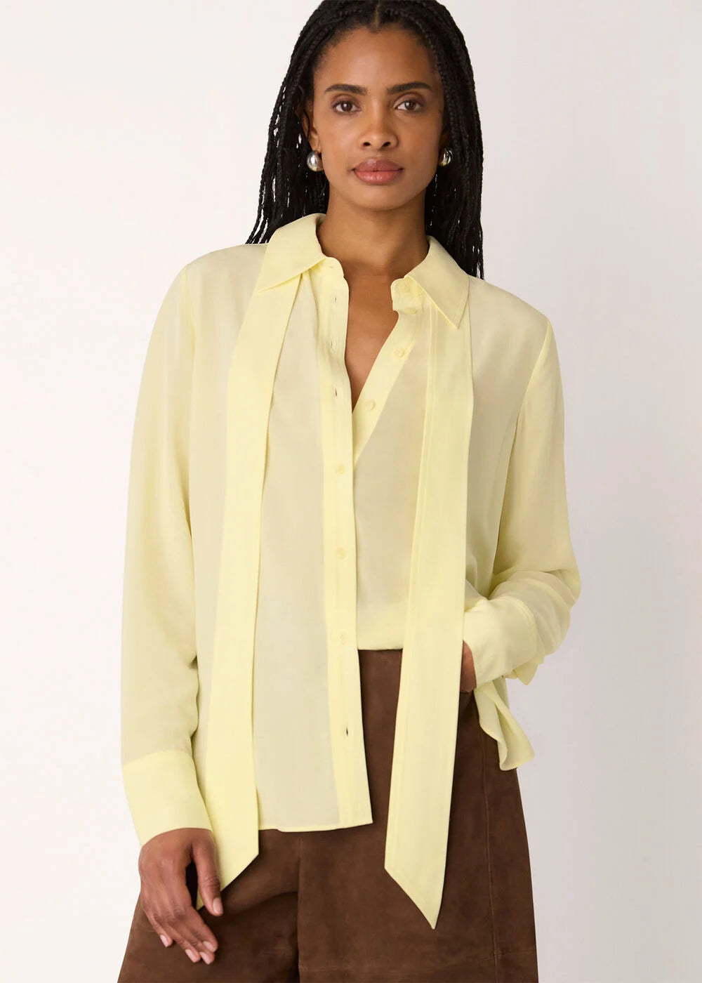 Butter Yellow Tie Detail Classic Shirt