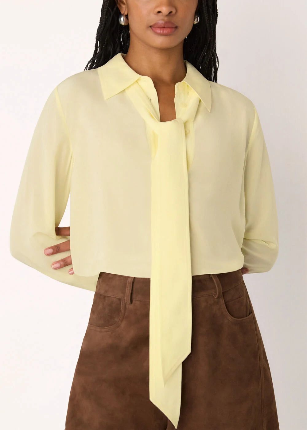 Butter Yellow Tie Detail Classic Shirt