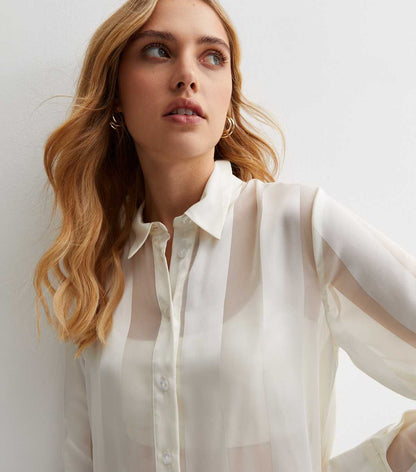 Burnout Stripe Satin Longline Shirt