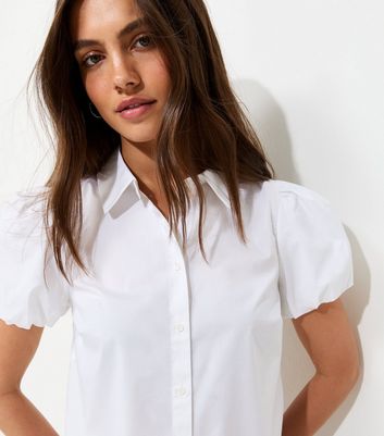 White Cotton Rich Puff Sleeve Shirt