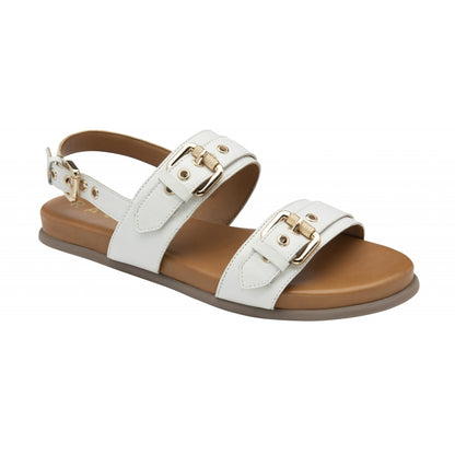 White Leather Sorbie Flat Sandals | Ravel