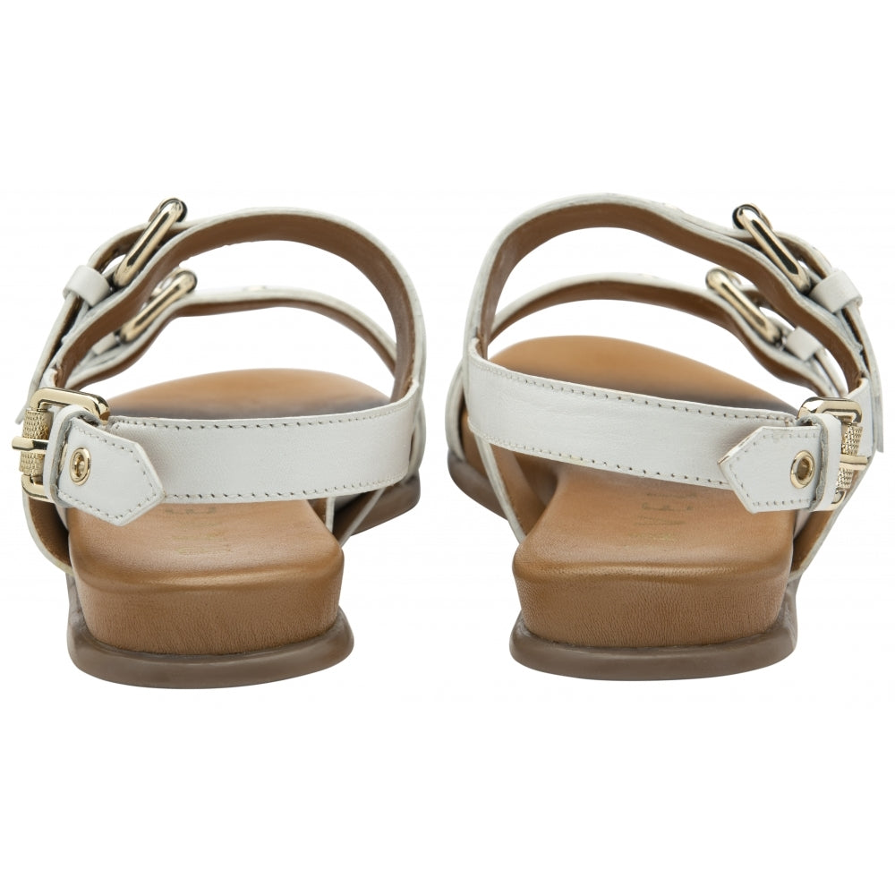 White Leather Sorbie Flat Sandals | Ravel
