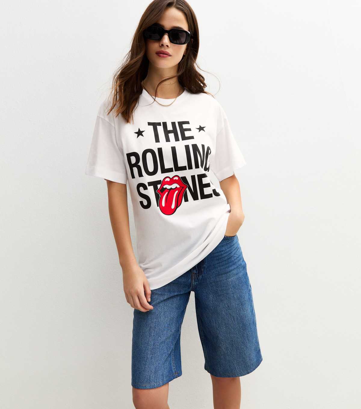 White The Rolling Stones Print T-Shirt