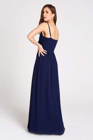 Navy Chiffon Strappy Back Maxi Dress