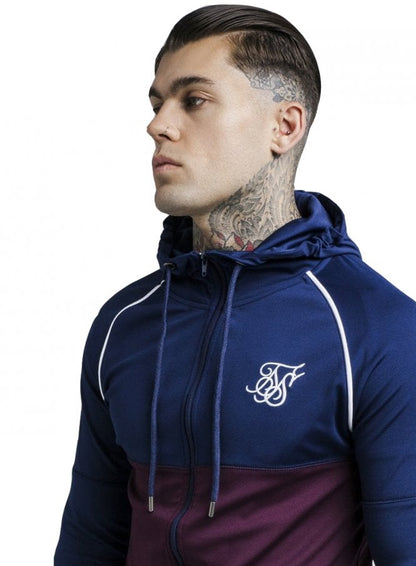 Zonal Zip Through Hoodie Navy Burgundy