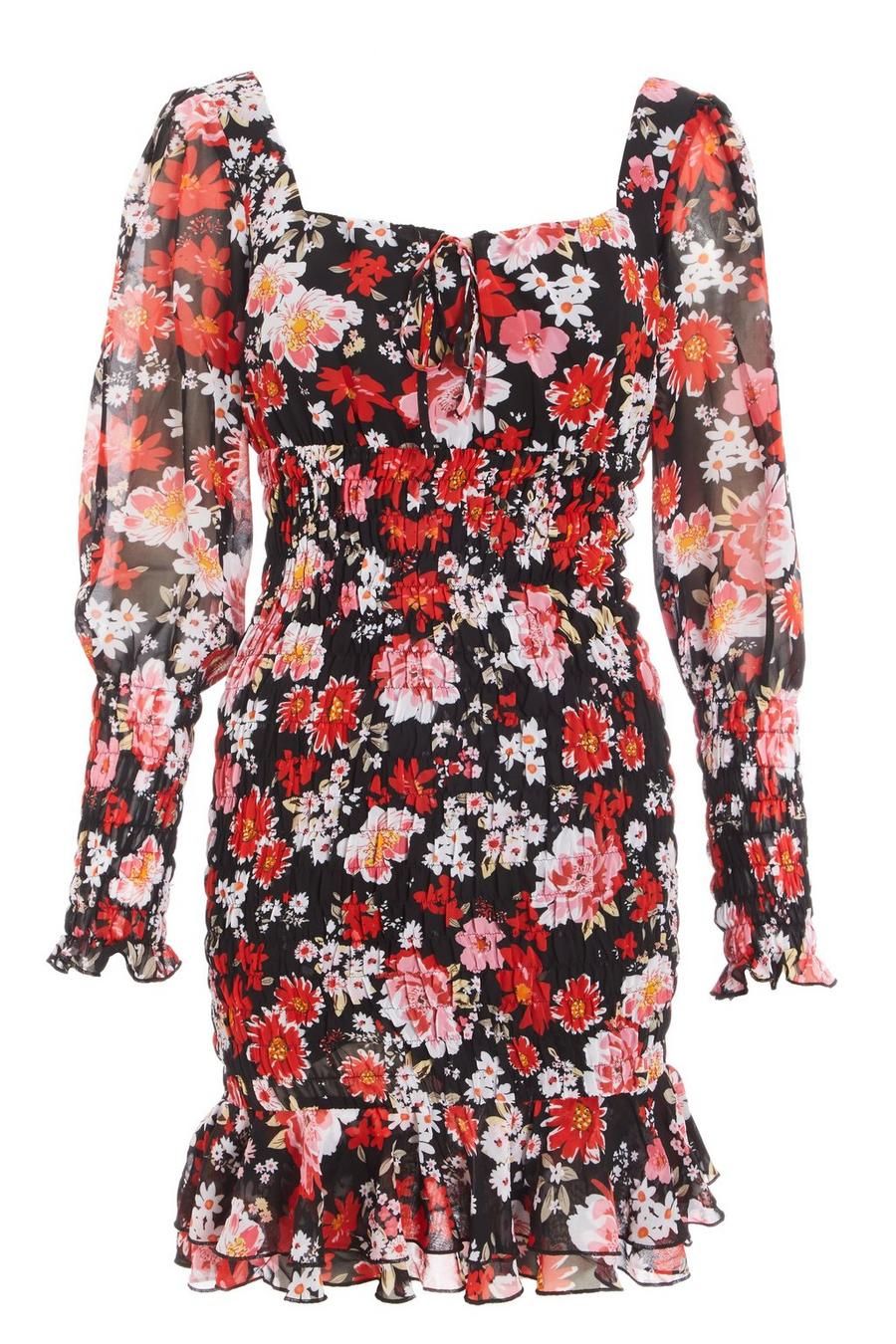 Floral Chiffon Bodycon Dress